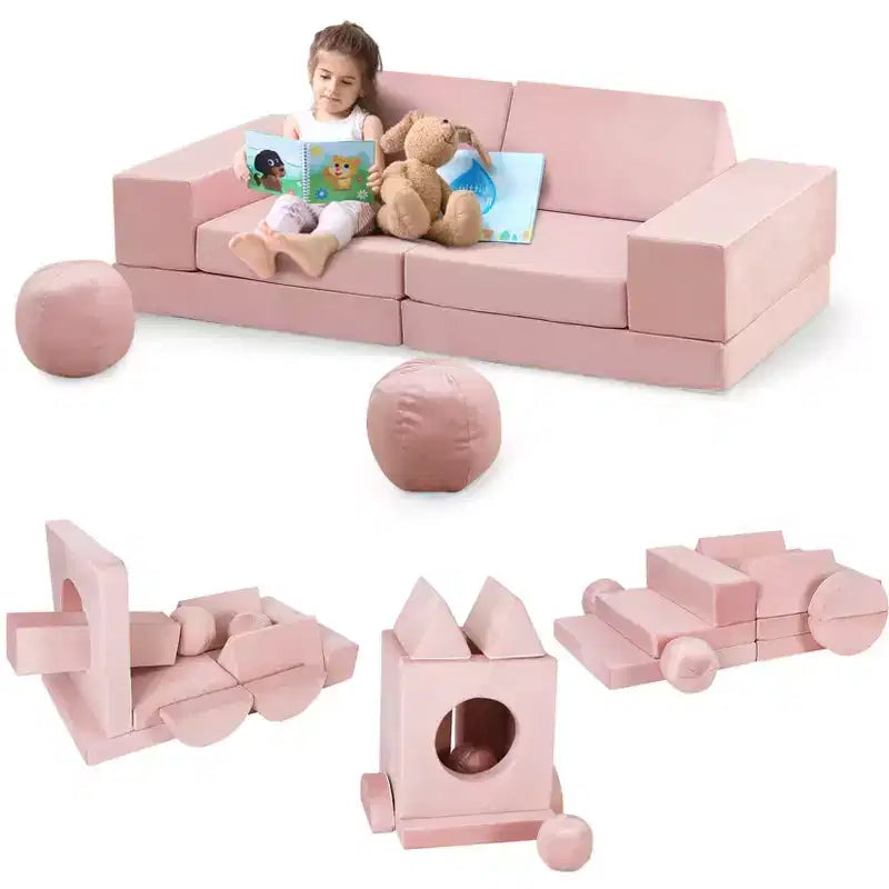 Kids Couch 12PCS,Modular Kids Play Couch for Inspiring Child Creativity,Sectional Sofa,Bedroom and Playroom Furniture for Toddlers Sleeping Reading
