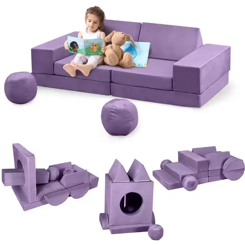 Kids Couch 12PCS,Modular Kids Play Couch for Inspiring Child Creativity,Sectional Sofa,Bedroom and Playroom Furniture for Toddlers Sleeping Reading