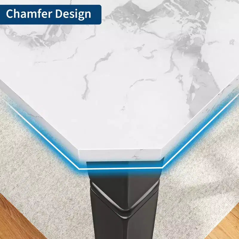 78'' Large Industrial Dining Table for 6 with Heavy Duty Metal Legs & Chamfer Corner for Dining Room, Kitchen and Living Room