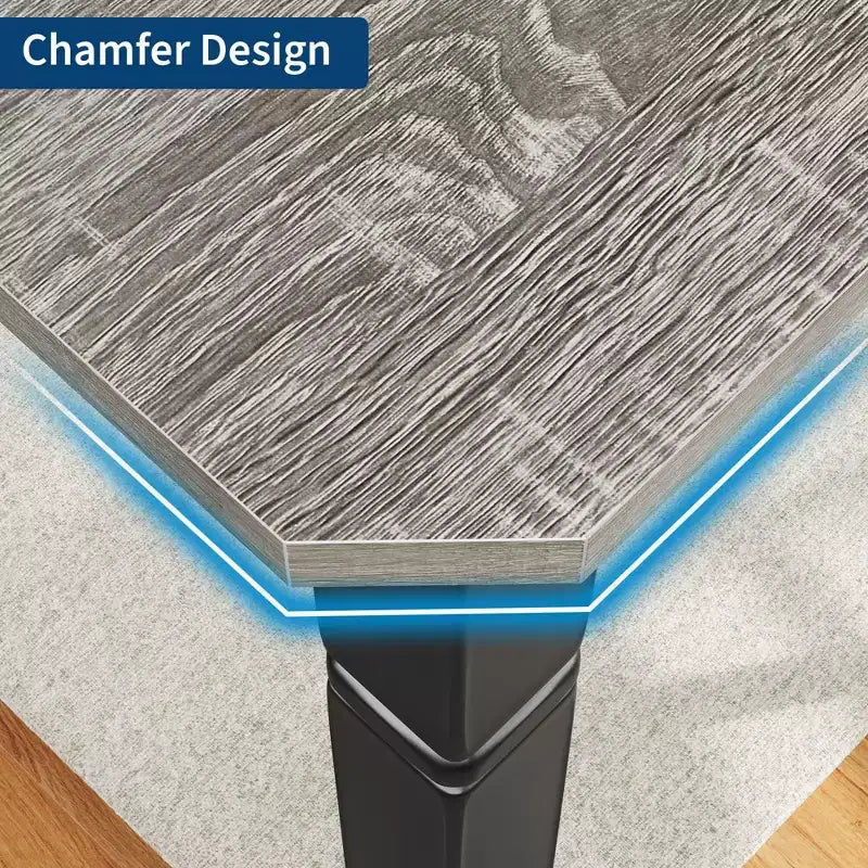 78'' Large Industrial Dining Table for 6 with Heavy Duty Metal Legs & Chamfer Corner for Dining Room, Kitchen and Living Room