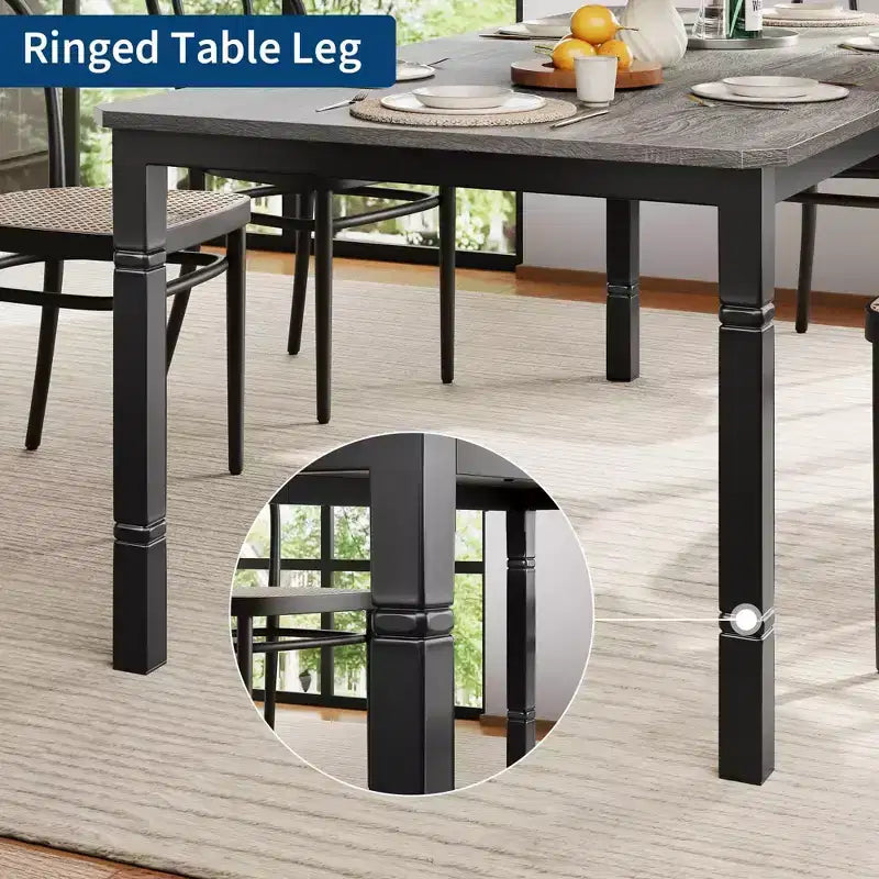 78'' Large Industrial Dining Table for 6 with Heavy Duty Metal Legs & Chamfer Corner for Dining Room, Kitchen and Living Room