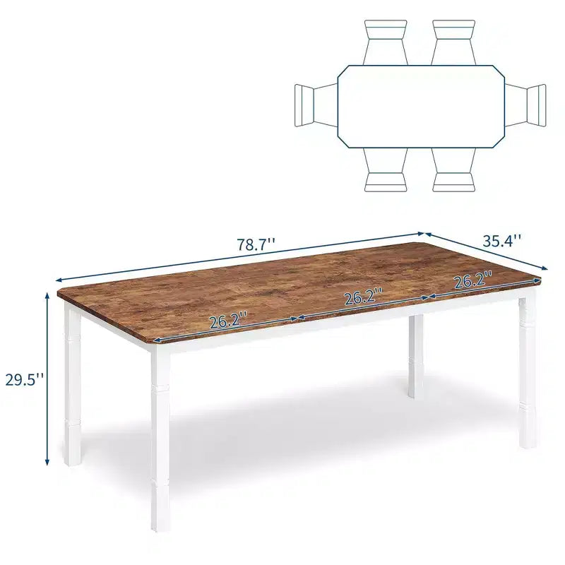 78'' Large Industrial Dining Table for 6 with Heavy Duty Metal Legs & Chamfer Corner for Dining Room, Kitchen and Living Room