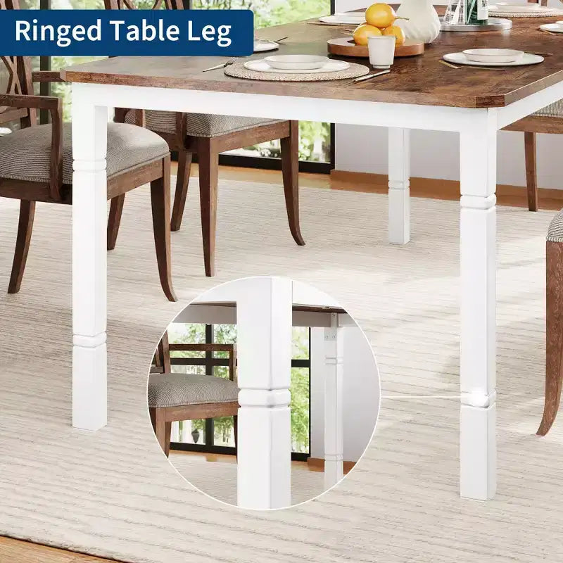 78'' Large Industrial Dining Table for 6 with Heavy Duty Metal Legs & Chamfer Corner for Dining Room, Kitchen and Living Room