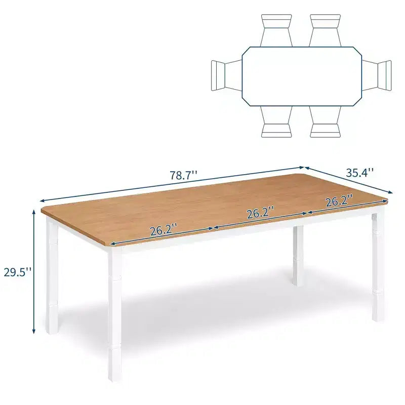 78'' Large Industrial Dining Table for 6 with Heavy Duty Metal Legs & Chamfer Corner for Dining Room, Kitchen and Living Room