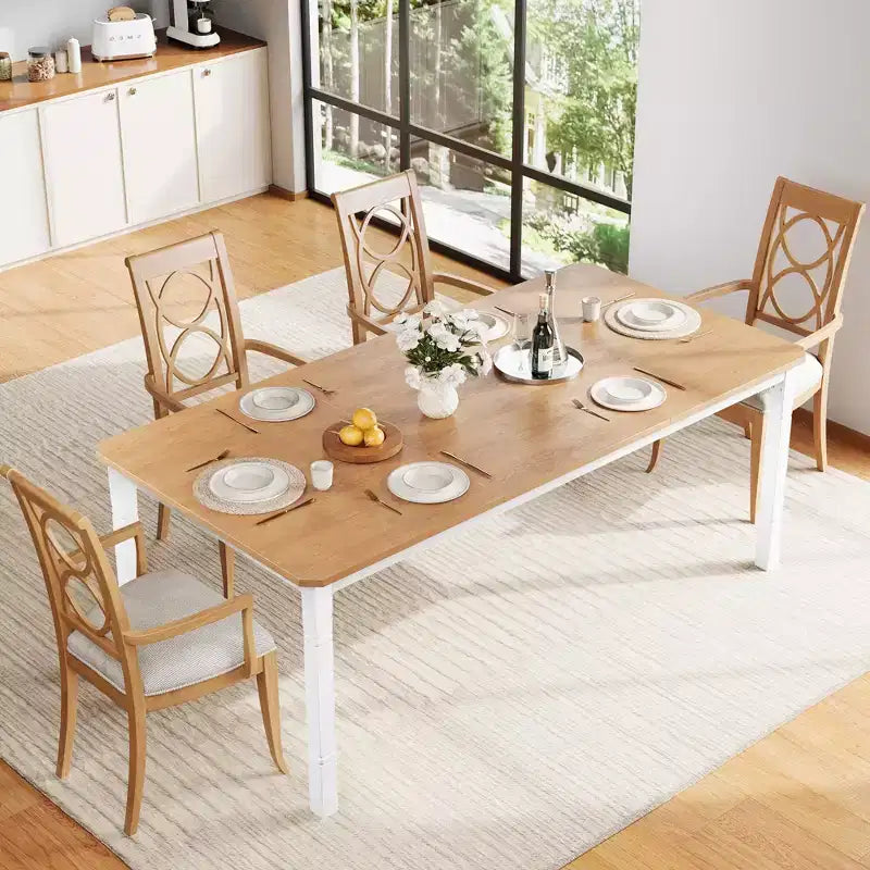 78'' Large Industrial Dining Table for 6 with Heavy Duty Metal Legs & Chamfer Corner for Dining Room, Kitchen and Living Room