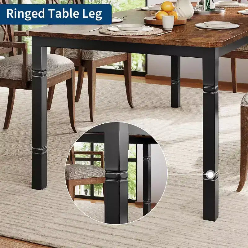 78'' Large Industrial Dining Table for 6 with Heavy Duty Metal Legs & Chamfer Corner for Dining Room, Kitchen and Living Room