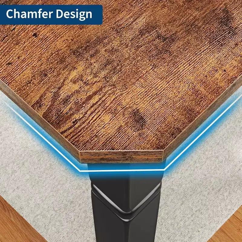 78'' Large Industrial Dining Table for 6 with Heavy Duty Metal Legs & Chamfer Corner for Dining Room, Kitchen and Living Room