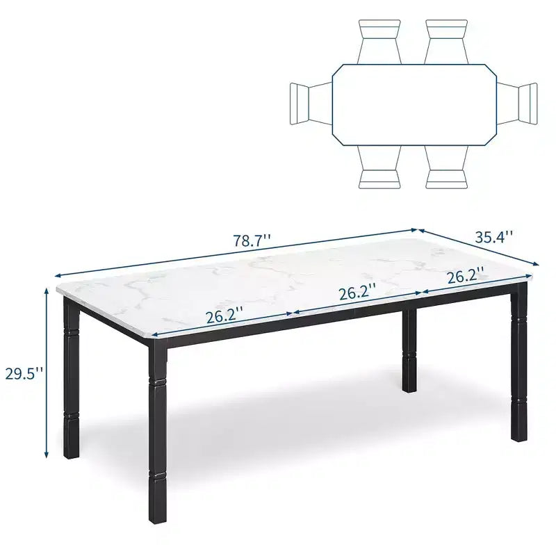 78'' Large Industrial Dining Table for 6 with Heavy Duty Metal Legs & Chamfer Corner for Dining Room, Kitchen and Living Room