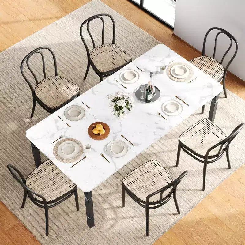 78'' Large Industrial Dining Table for 6 with Heavy Duty Metal Legs & Chamfer Corner for Dining Room, Kitchen and Living Room