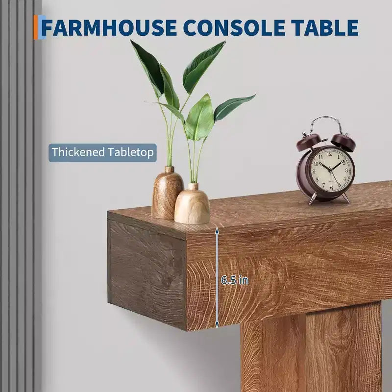 63 Inch Farmhouse Console Table for Entryway, Slim Wood Sofa Table Behind Couch with Storage, Rustic Hallway Furniture for Foyer, Entrance