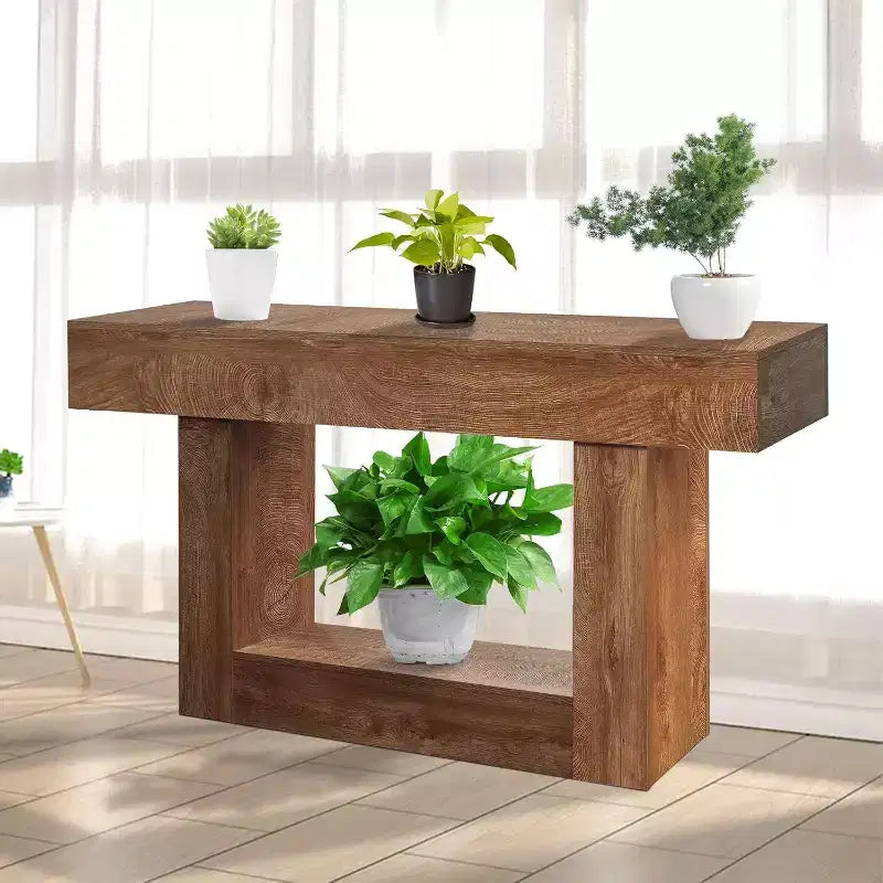 63 Inch Farmhouse Console Table for Entryway, Slim Wood Sofa Table Behind Couch with Storage, Rustic Hallway Furniture for Foyer, Entrance