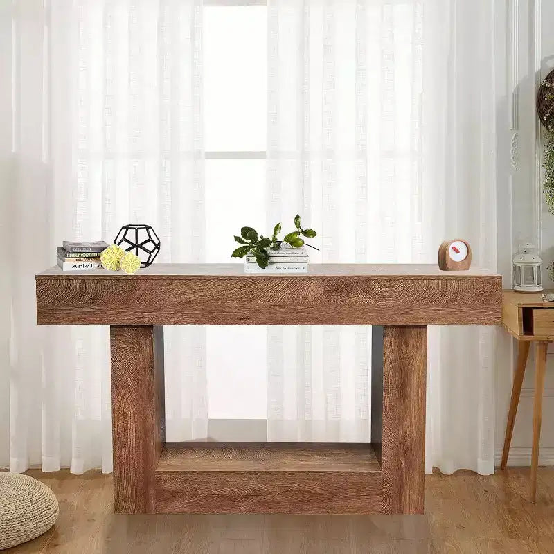 63 Inch Farmhouse Console Table for Entryway, Slim Wood Sofa Table Behind Couch with Storage, Rustic Hallway Furniture for Foyer, Entrance