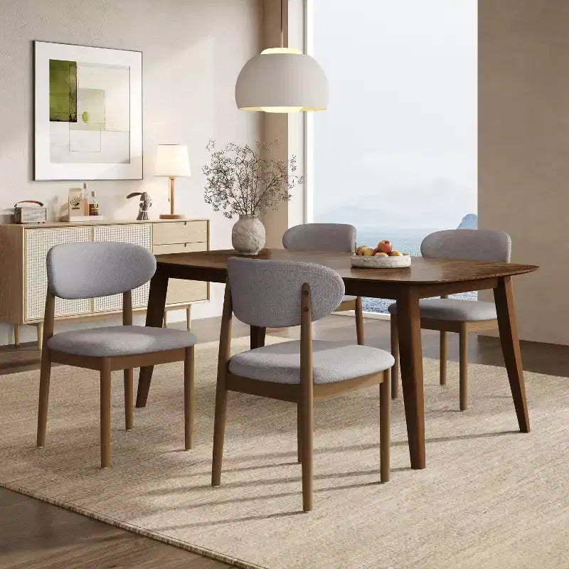 Christopher Knight Home Volgrun 5 Piece Mid-Century Modern Rubberwood Upholstered Dining Set