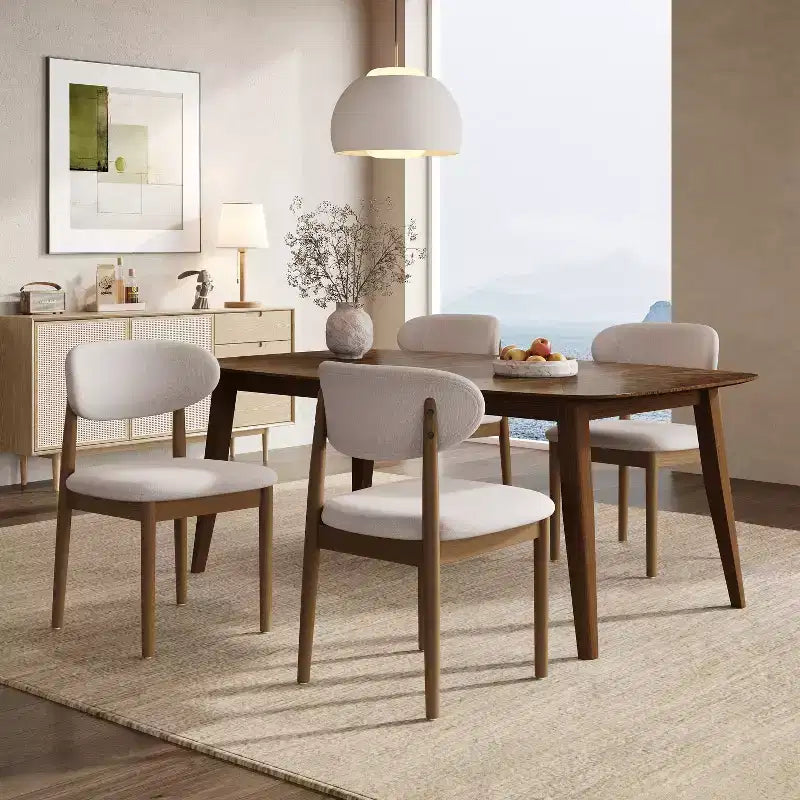 Christopher Knight Home Volgrun 5 Piece Mid-Century Modern Rubberwood Upholstered Dining Set