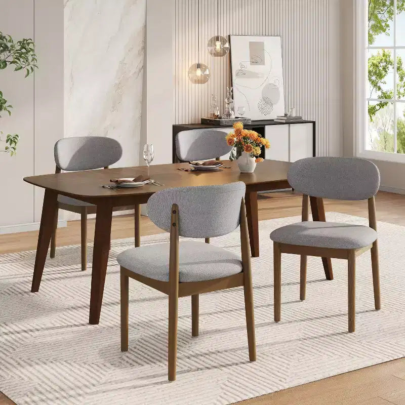 Christopher Knight Home Volgrun 5 Piece Mid-Century Modern Rubberwood Upholstered Dining Set