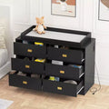Coolmee Nursery Dresser with Changing Table Top, 6 Drawer Baby Dresser with Anti-Tip Kit, Waterproof Top and Safety Rails Storage Organizer
