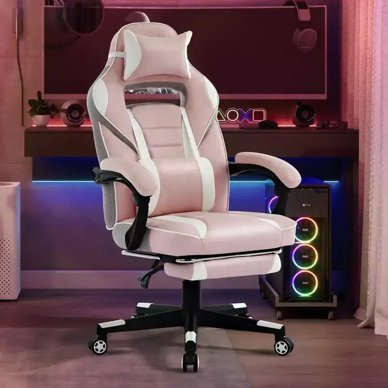 Big and Tall Office Chair, High Back Leather Gaming Chair with Footrest, Ergonomic Computer Chair w/Lumbar Support & Headrest, 360 Swivel Base