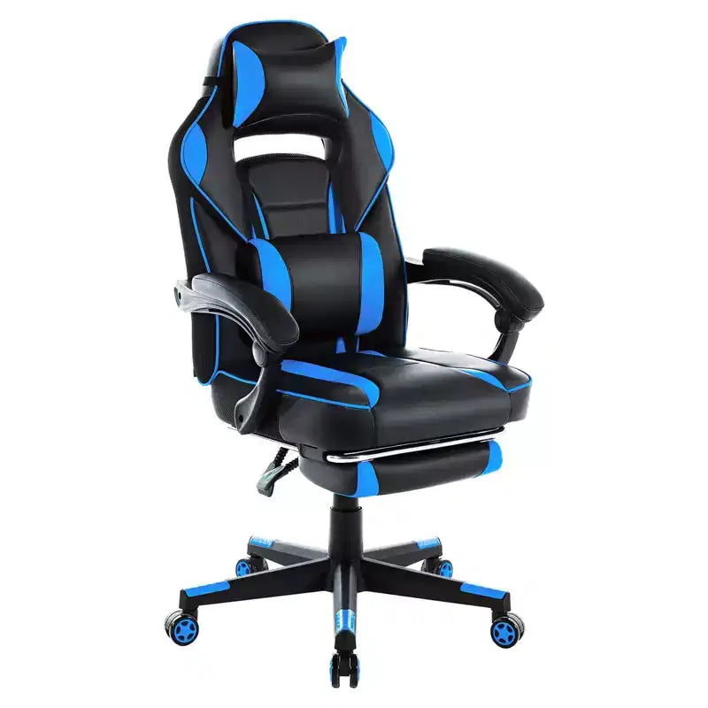Big and Tall Office Chair, High Back Leather Gaming Chair with Footrest, Ergonomic Computer Chair w/Lumbar Support & Headrest, 360 Swivel Base