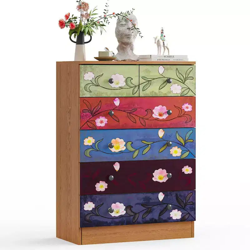 Karl Home 6-Drawer Brown Particle Board 25.98in. W Chest of Drawer