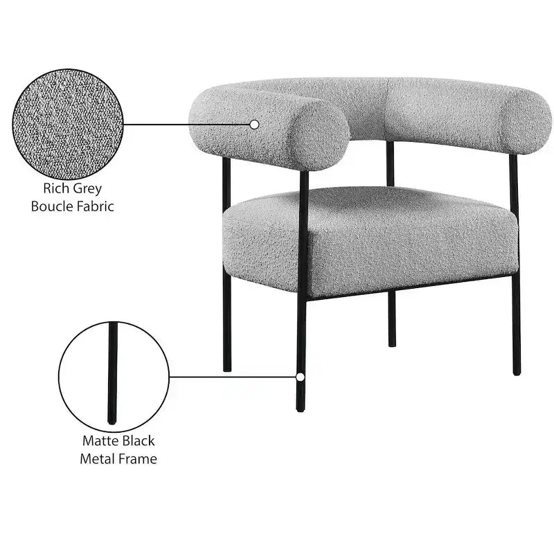 Meridian Furniture,Blake Boucle Fabric Accent Chair