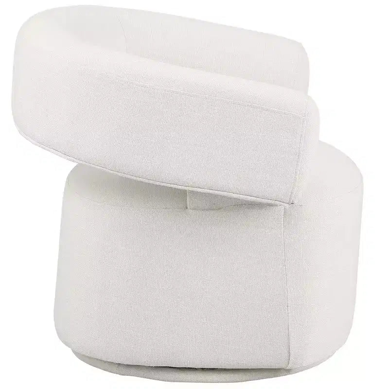 Meridian Furniture,Niya Cream Linen Textured Fabric Swivel Accent Chair