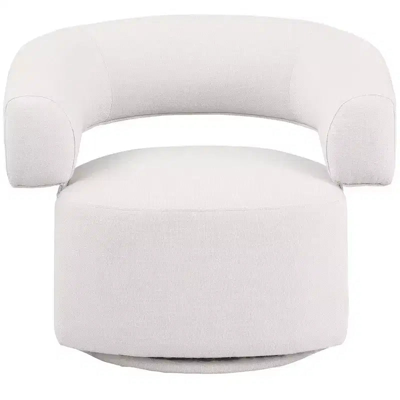 Meridian Furniture,Niya Cream Linen Textured Fabric Swivel Accent Chair