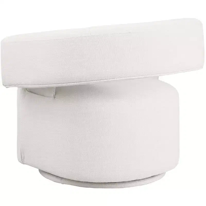 Meridian Furniture,Niya Cream Linen Textured Fabric Swivel Accent Chair