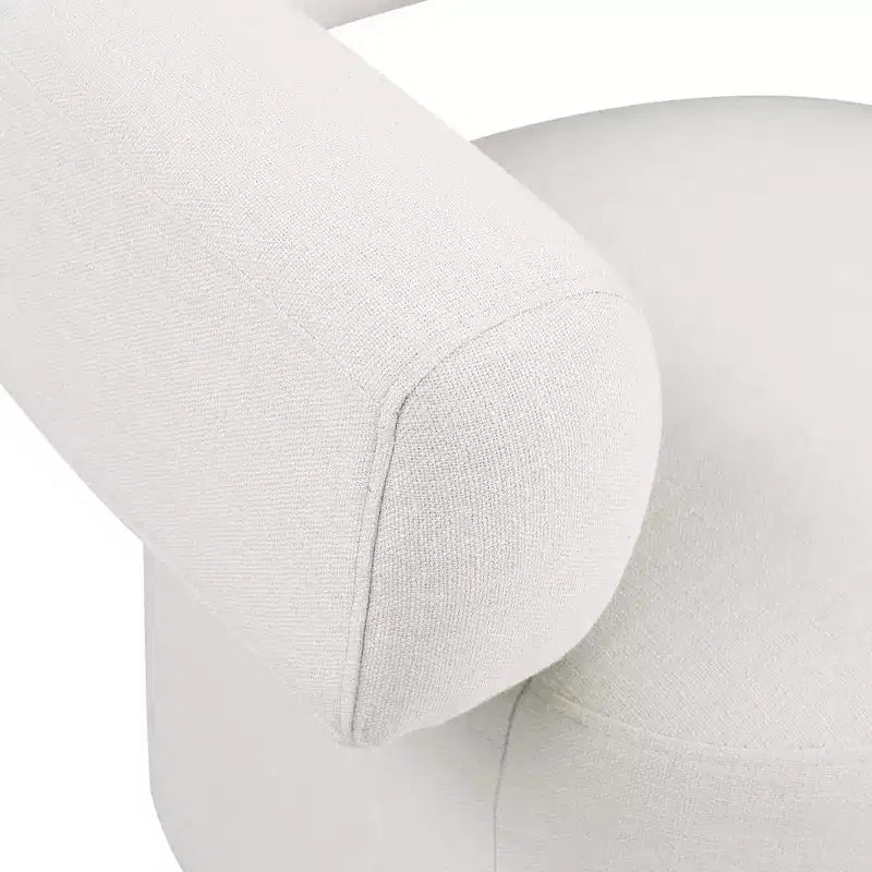 Meridian Furniture,Niya Cream Linen Textured Fabric Swivel Accent Chair