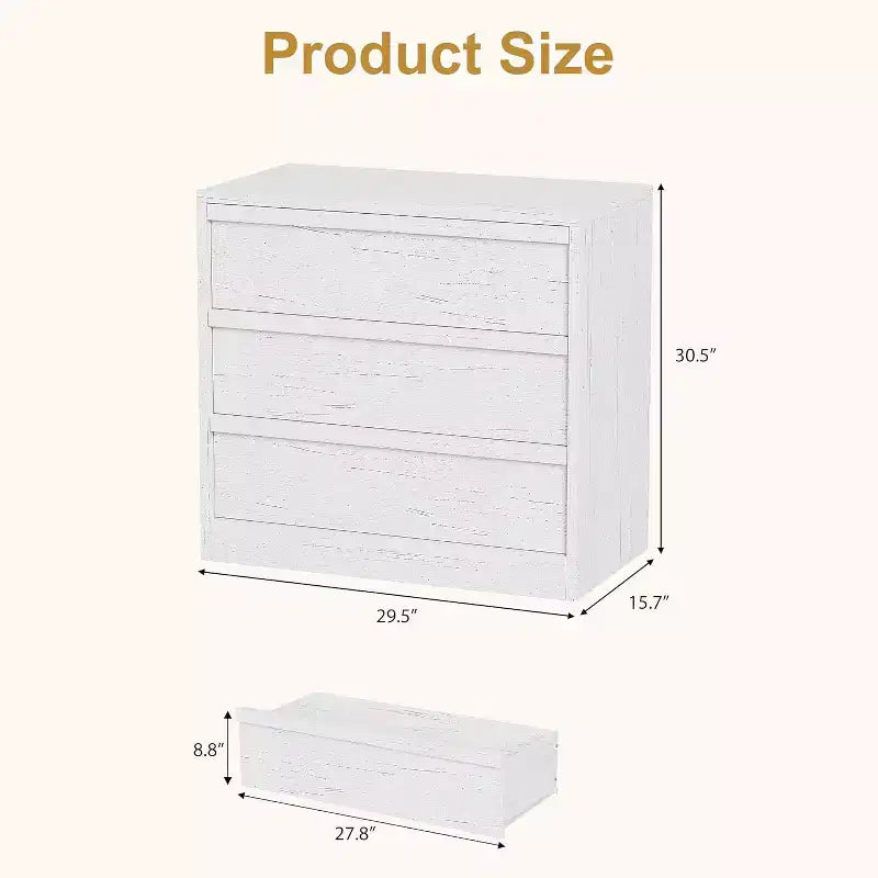 Drawer Dresser, Nightstand Chest of Drawers with Large Storage, Modern Dresser Organizer Bedside Table for Bedroom Living Room Nursery Entryway