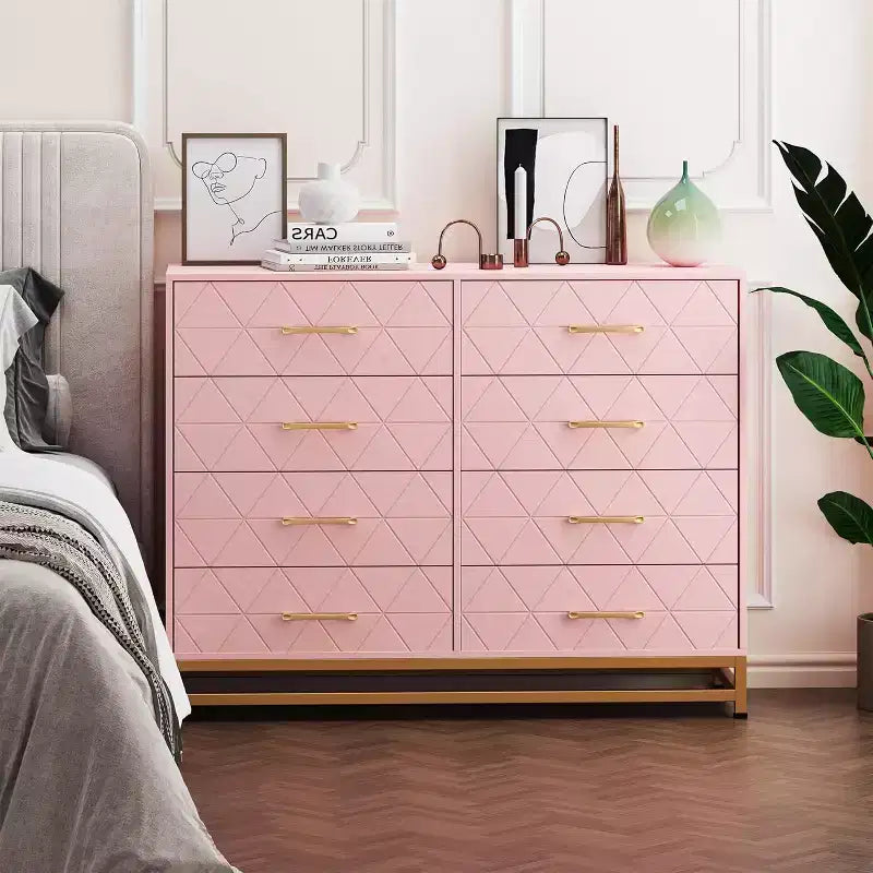 Dresser for Bedroom with 8 Drawer, TV Stand Dressers Chest of Drawers Large Wood Dresser for Storage and Organization