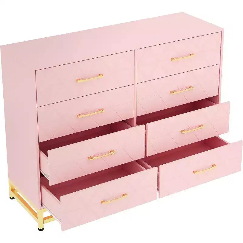 Dresser for Bedroom with 8 Drawer, TV Stand Dressers Chest of Drawers Large Wood Dresser for Storage and Organization