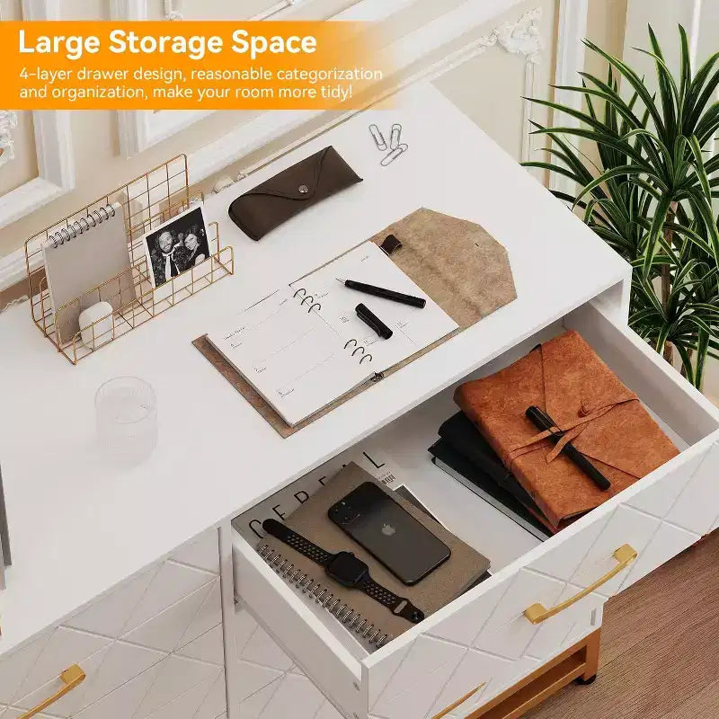 Dresser for Bedroom with 8 Drawer, TV Stand Dressers Chest of Drawers Large Wood Dresser for Storage and Organization