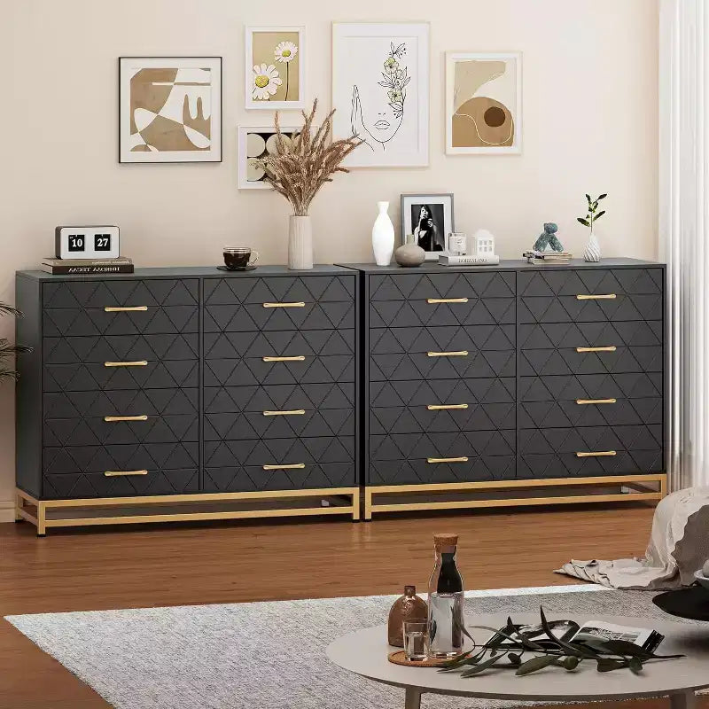 Dresser for Bedroom with 8 Drawer, TV Stand Dressers Chest of Drawers Large Wood Dresser for Storage and Organization