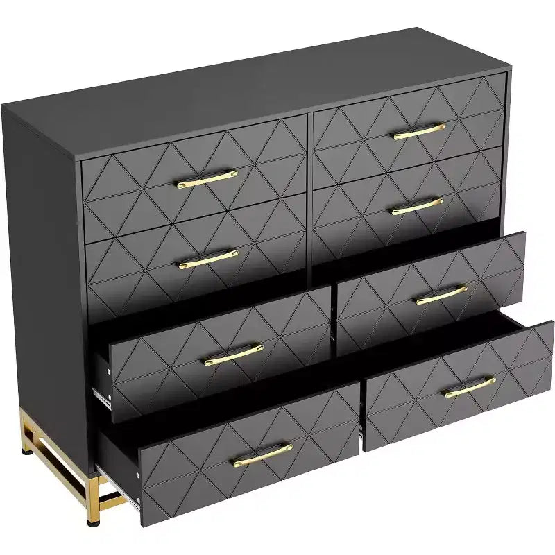 Dresser for Bedroom with 8 Drawer, TV Stand Dressers Chest of Drawers Large Wood Dresser for Storage and Organization