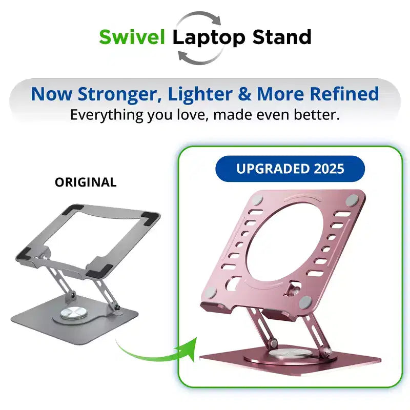Uncaged Ergonomics Swivel Laptop Stand, Adjustable Laptop Riser for Desk to Raise, Tilt, Rotate & Cool Laptops Ergonomic Laptop Stand