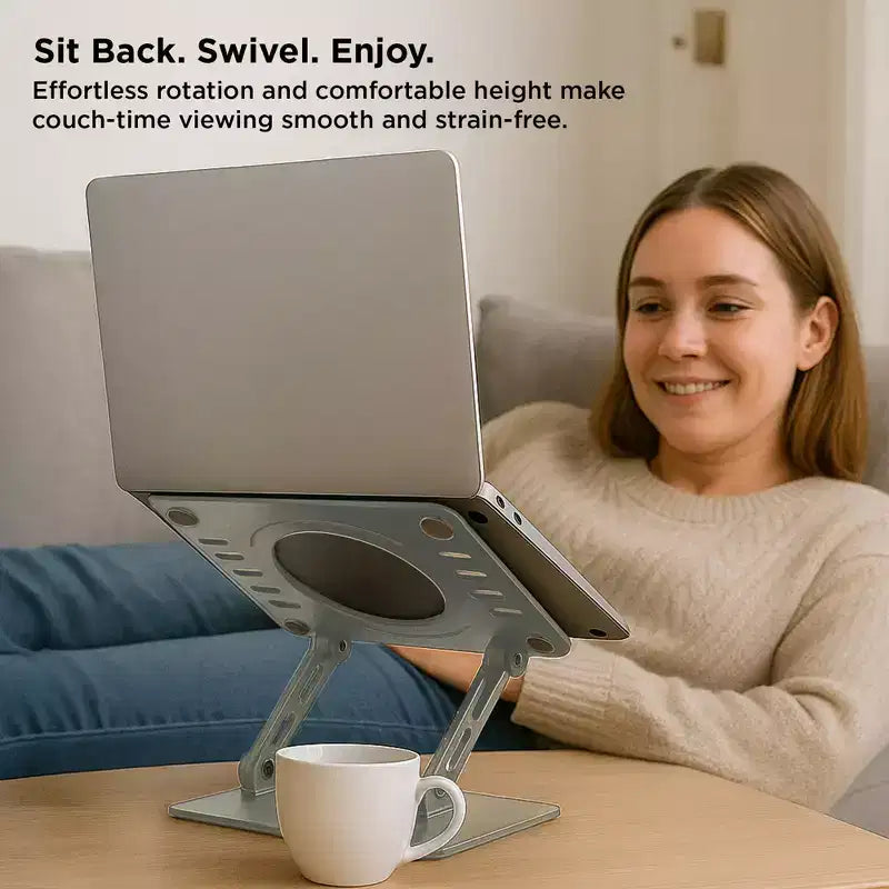 Uncaged Ergonomics Swivel Laptop Stand, Adjustable Laptop Riser for Desk to Raise, Tilt, Rotate & Cool Laptops Ergonomic Laptop Stand