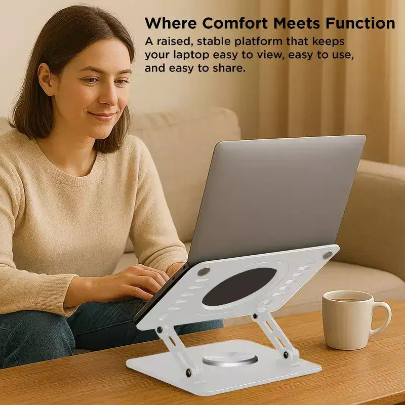 Uncaged Ergonomics Swivel Laptop Stand, Adjustable Laptop Riser for Desk to Raise, Tilt, Rotate & Cool Laptops Ergonomic Laptop Stand