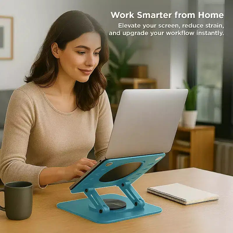 Uncaged Ergonomics Swivel Laptop Stand, Adjustable Laptop Riser for Desk to Raise, Tilt, Rotate & Cool Laptops Ergonomic Laptop Stand