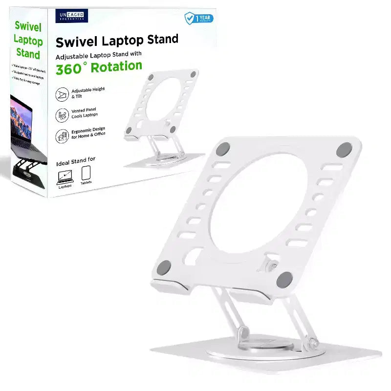 Uncaged Ergonomics Swivel Laptop Stand, Adjustable Laptop Riser for Desk to Raise, Tilt, Rotate & Cool Laptops Ergonomic Laptop Stand