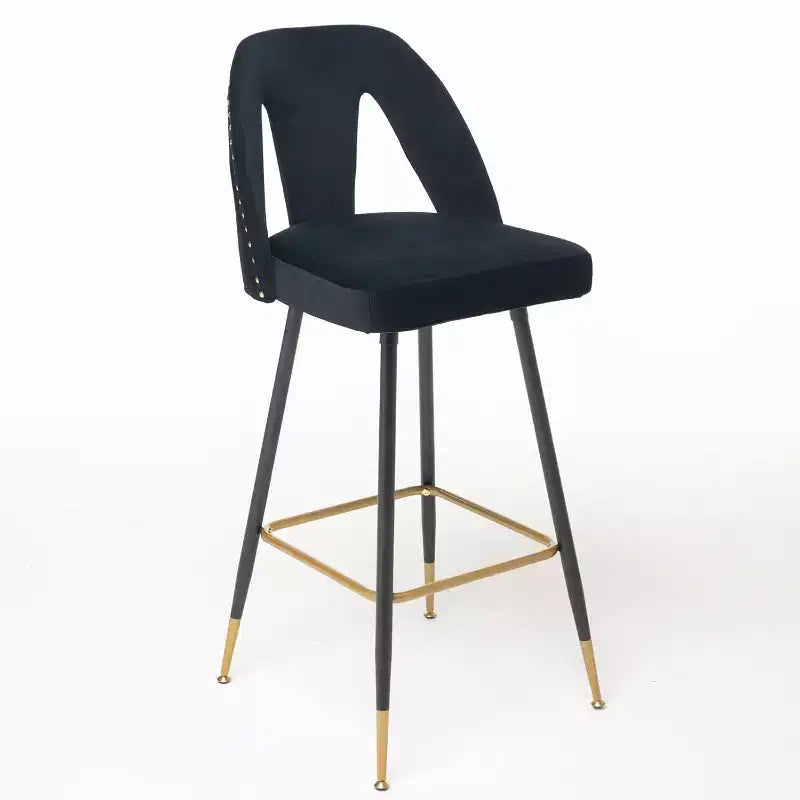 Velvet Bar Stools with Back Support and Footrest, Modern Upholstered Kitchen Island Chairs, Wide Wide Cushion Counter Stools for Bar Cafe, Set of 2