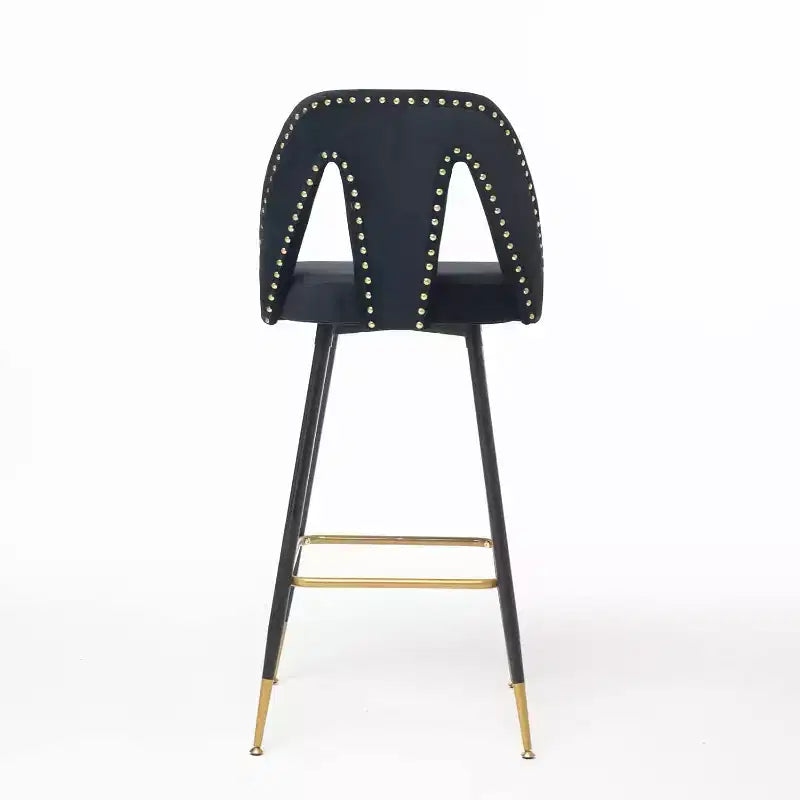 Velvet Bar Stools with Back Support and Footrest, Modern Upholstered Kitchen Island Chairs, Wide Wide Cushion Counter Stools for Bar Cafe, Set of 2