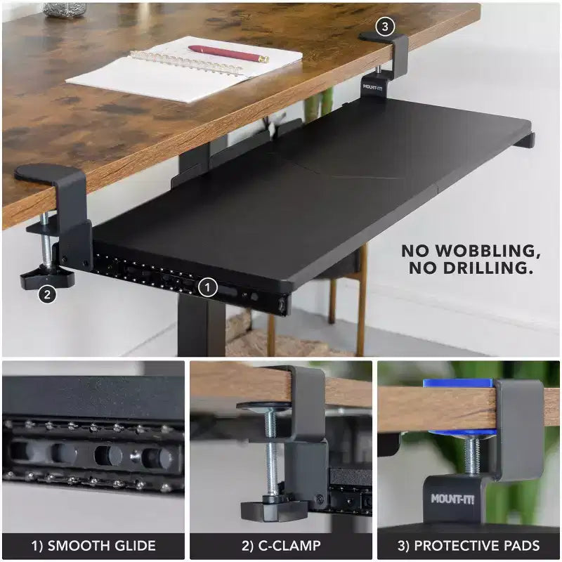 Clamp-on Keyboard Tray 30 x 11