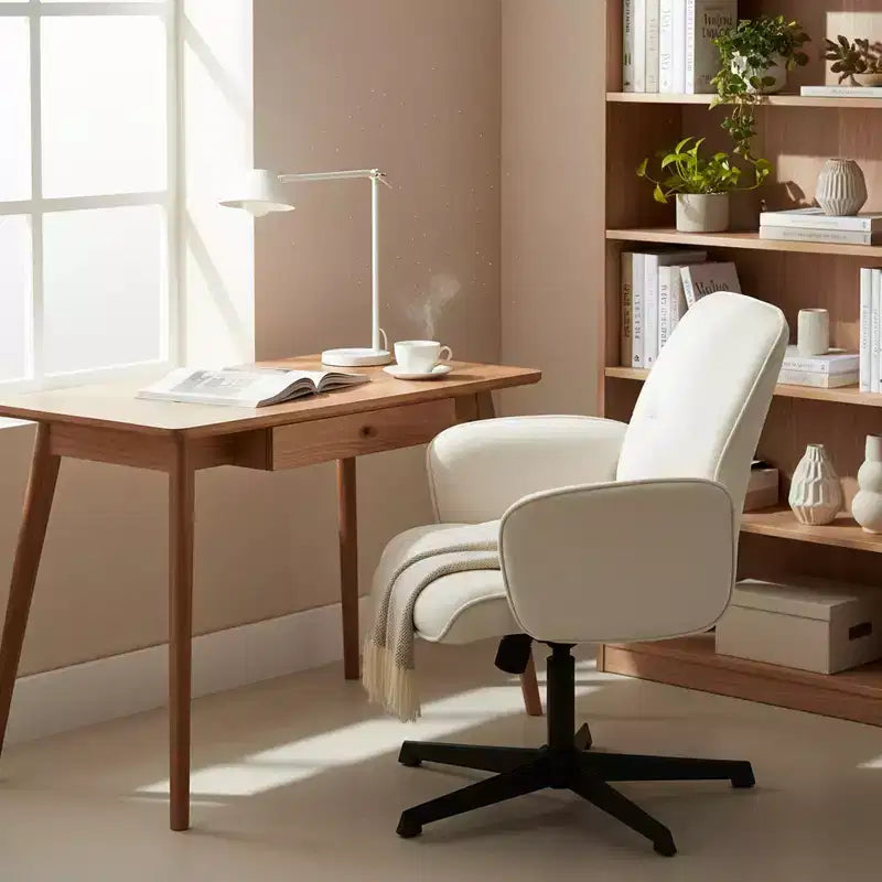 Homy Casa Adjustable Swivel Task Chair with Padded Arms for Small Home Office & Vanity