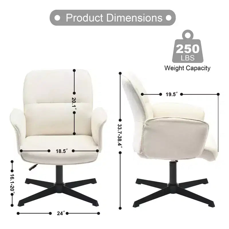 Homy Casa Adjustable Swivel Task Chair with Padded Arms for Small Home Office & Vanity