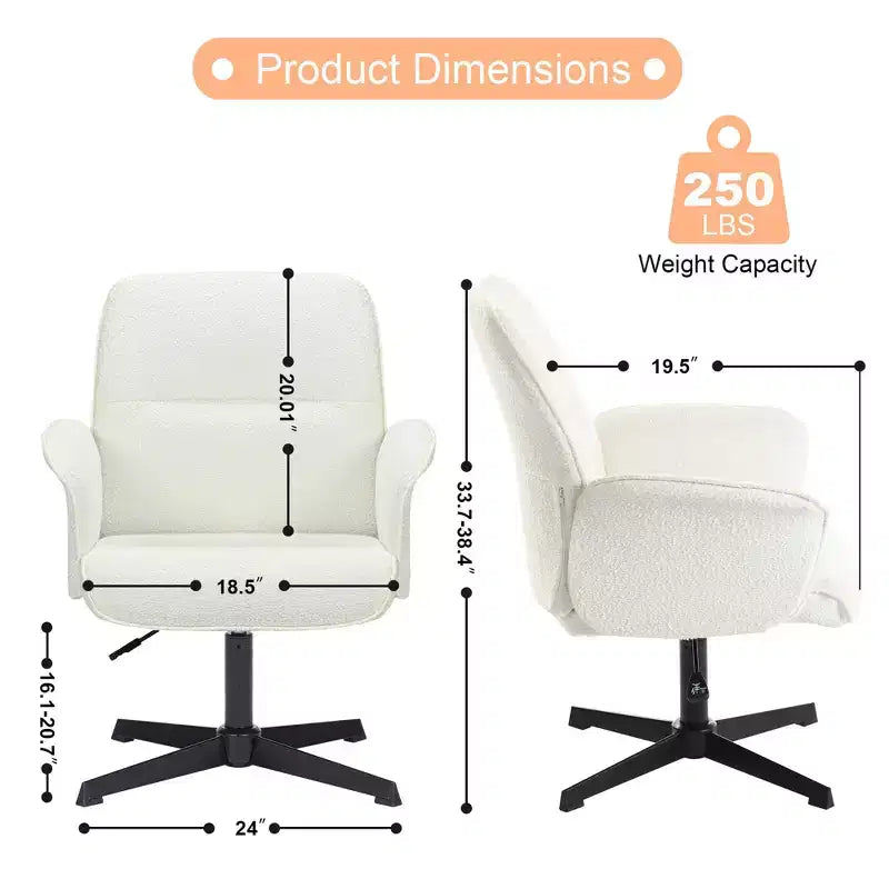 Homy Casa Adjustable Swivel Task Chair with Padded Arms for Small Home Office & Vanity