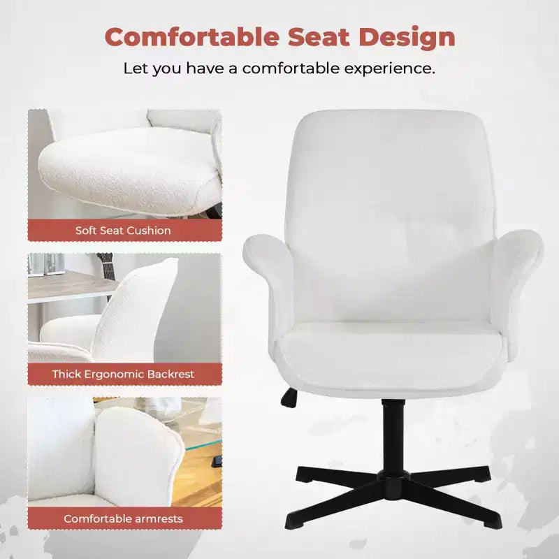 Homy Casa Adjustable Swivel Task Chair with Padded Arms for Small Home Office & Vanity