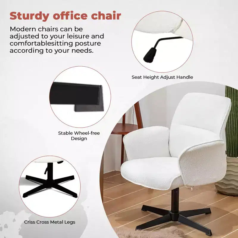 Homy Casa Adjustable Swivel Task Chair with Padded Arms for Small Home Office & Vanity