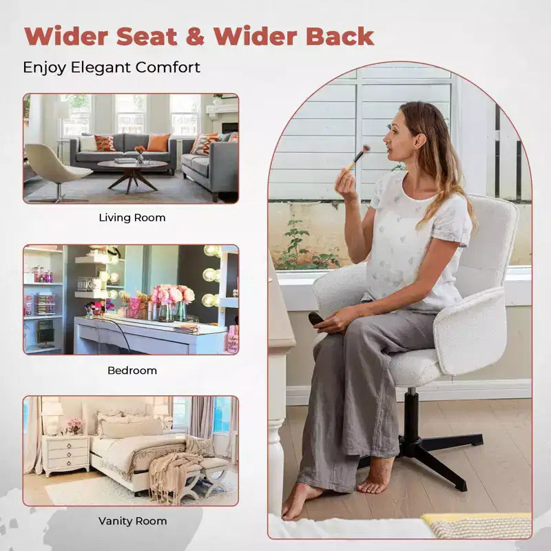 Homy Casa Adjustable Swivel Task Chair with Padded Arms for Small Home Office & Vanity
