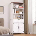 Farmhouse Bookshelf, 72 Tall Bookshelf with Doors and Drawer, 15 Deep Farmhouse Book Shelf with Storage Cabinet, Floor Standing Book Case