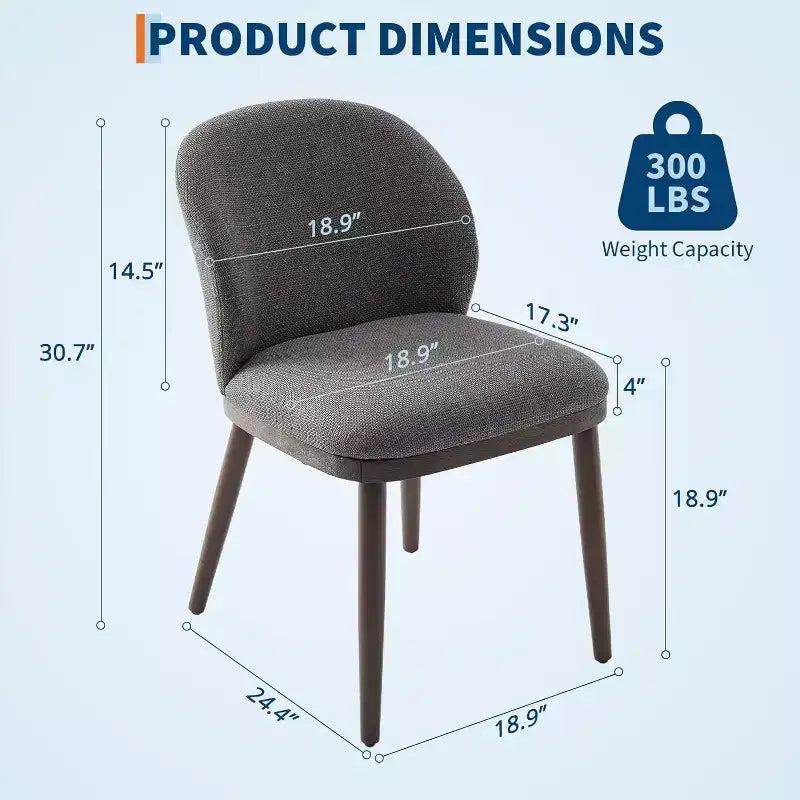 Acekool Dining Chairs Set of 2 with Wood Legs, Ergonomic Back Support and 265lb Capacity for Kitchen and Dining Room